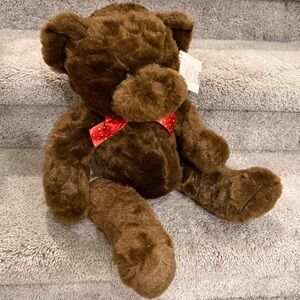 Brown Stuffed Teddy Bear with Red Bow